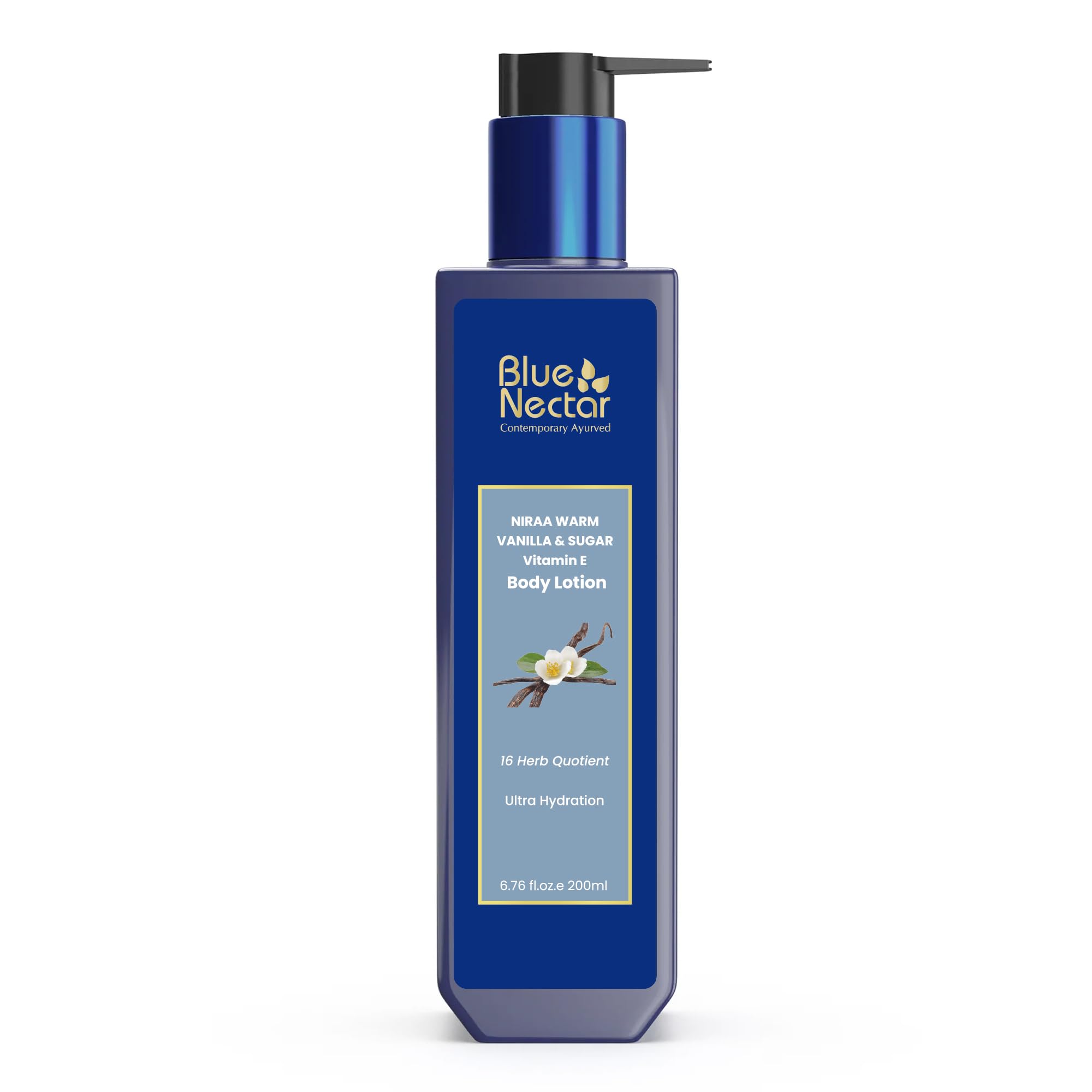 Blue Nectar Shea & Cocoa Butter Vanilla Body Lotion Women & Men | Warm Vanilla & Sugar Body Moisturiser for Ultra Hydration with Vitamin E (12 Herbs 200 ml)