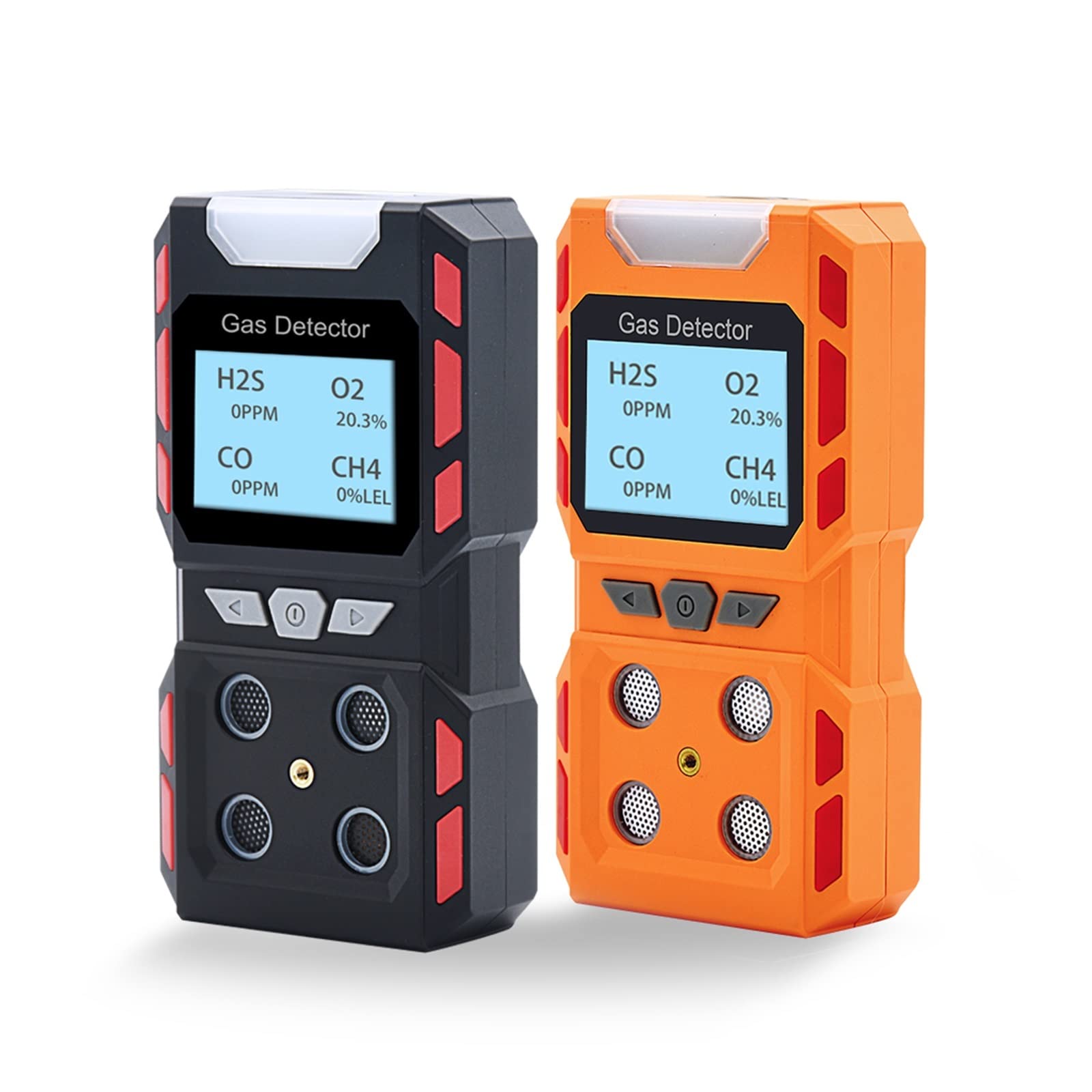 Detector de calidad del aire Monitor de gas múltiple USB recargable 4 en 1 CH4 CO H2S O2 Envenenamiento Prevenir detectores Tester Sensor Alarma profesional con alta resolución(A Gas Detector)