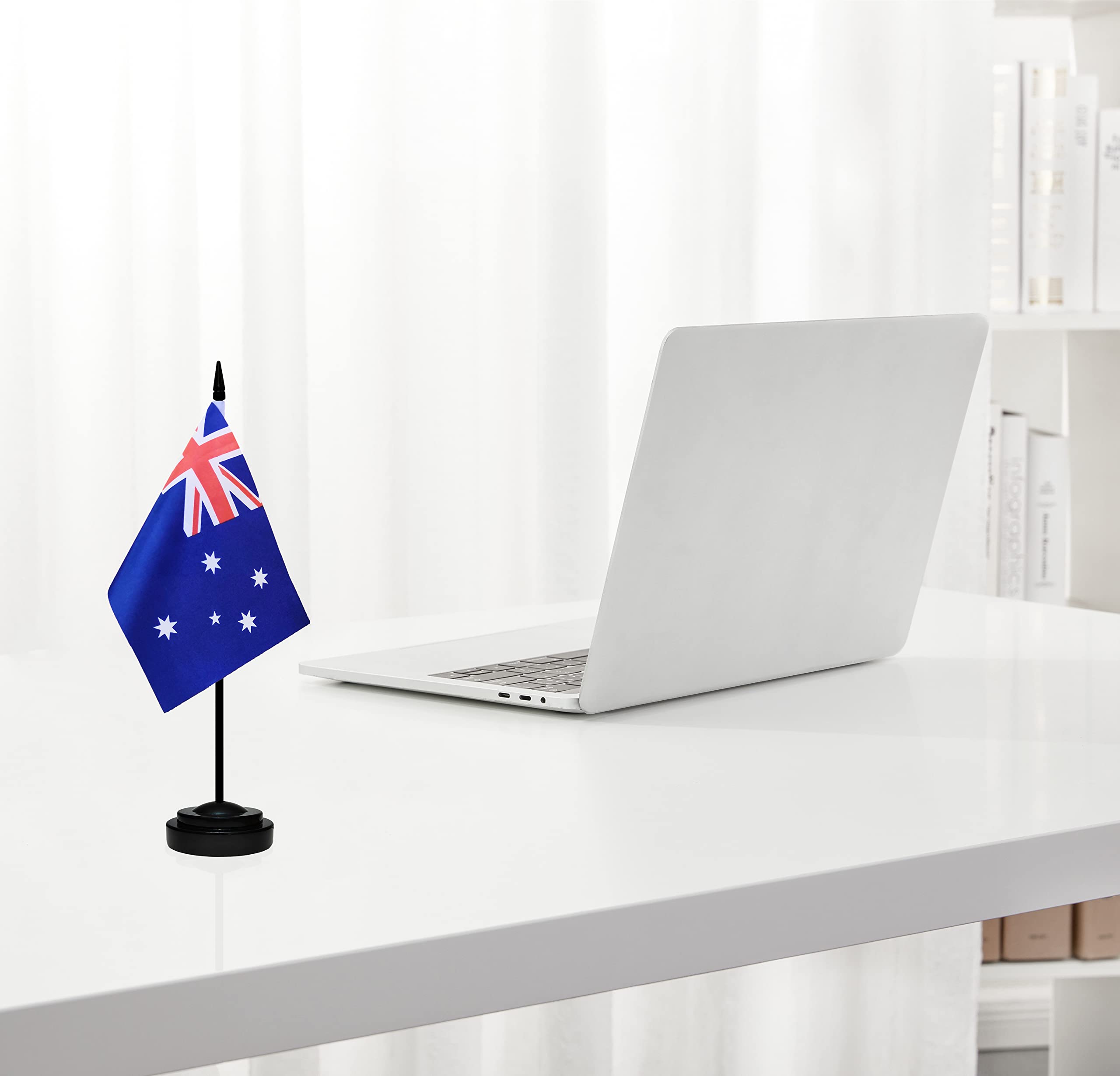 WXTWK 2 Pack Australia Flag Desk Flags - Mini Table Flags With Stand Base