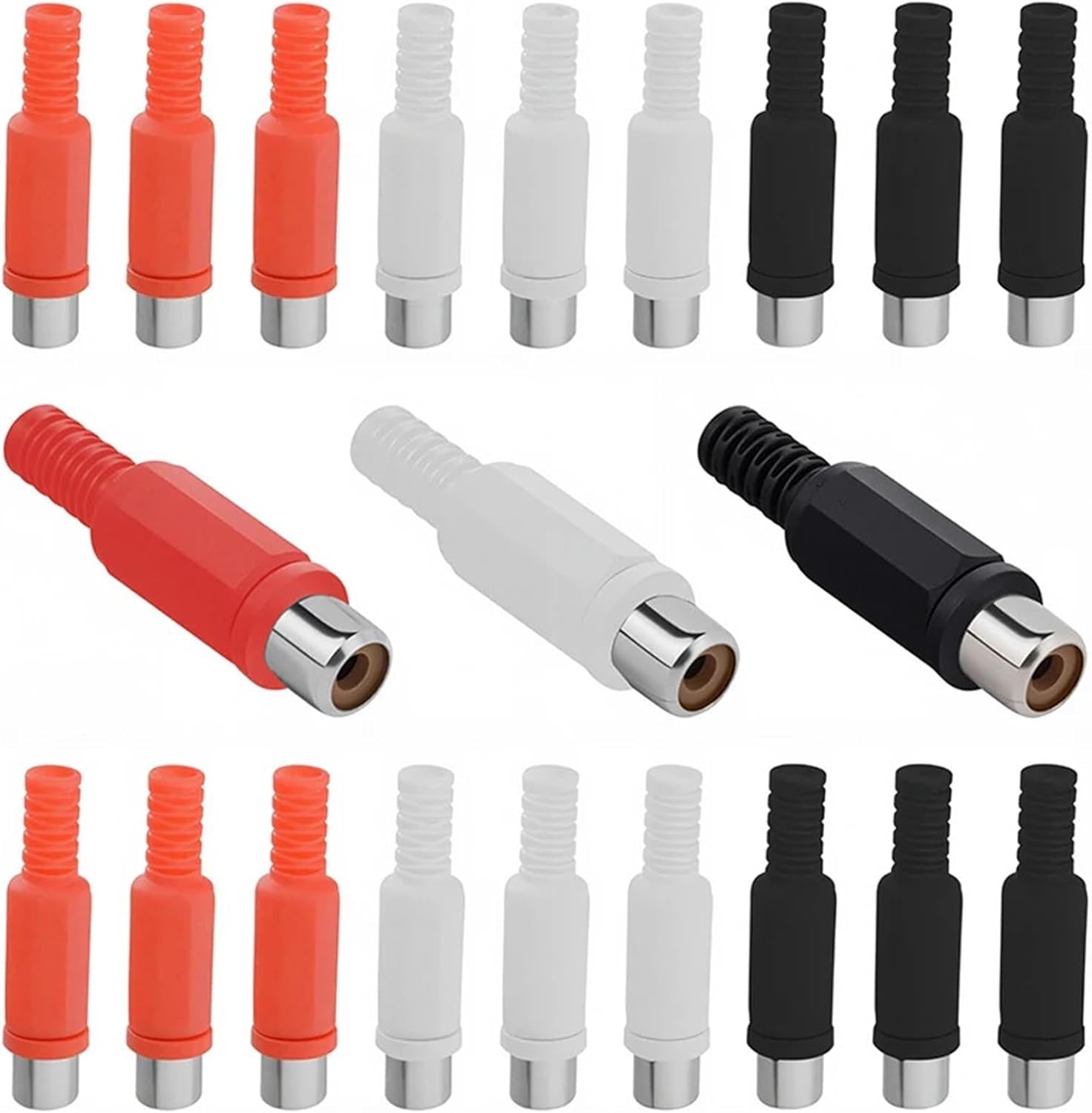 5/20/100PCS Plastic Lotus Audio Video Male Welding Head AV Female Welding Connector(Red,5pcs)