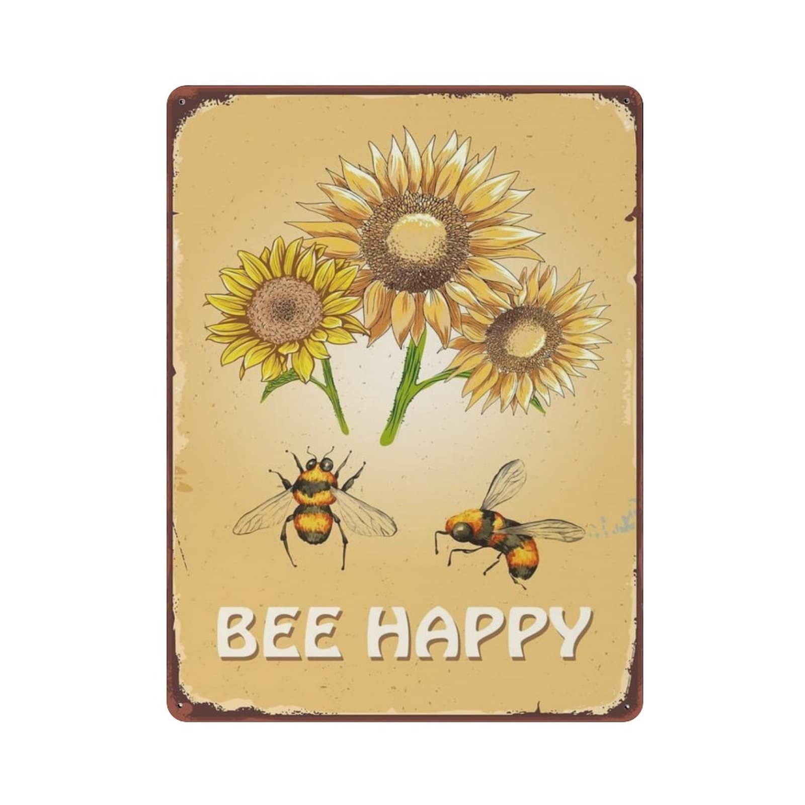 AOOEDM Sunflower And Bee Metal Tin Signs for Man Cave Funny Art Wall Plaque Kitchen Bar Sign Coffee Shop Garage Wall Decor Hanging Decor