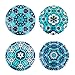 Produktbild Set mit 4 saugfähigen Untersetzern, Keramik & Kork, Blaugrün, Blumenmuster