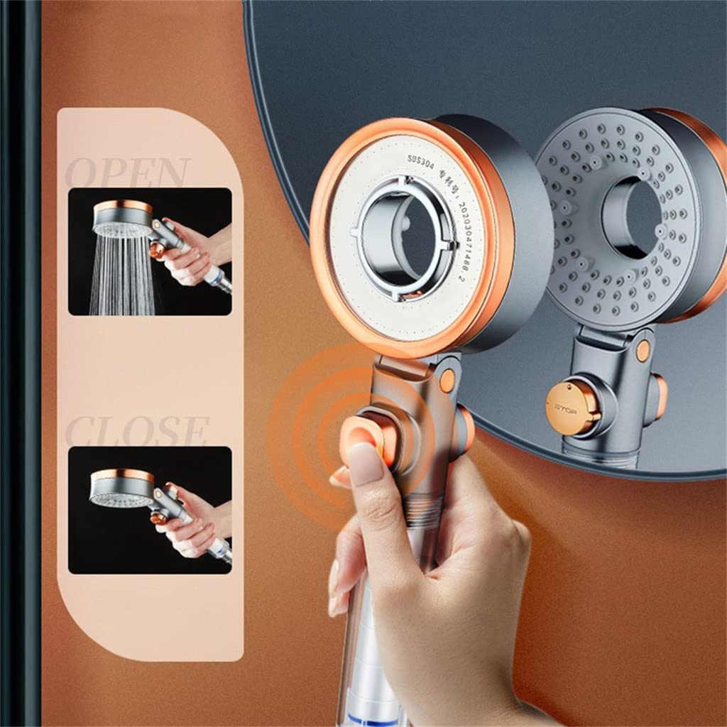 Soffione Doccia Rotondo Anticalcare 218x32 Mm | Ugelli In Silicone E ABS Cromato | Risparmio Idrico 2 Pezzi