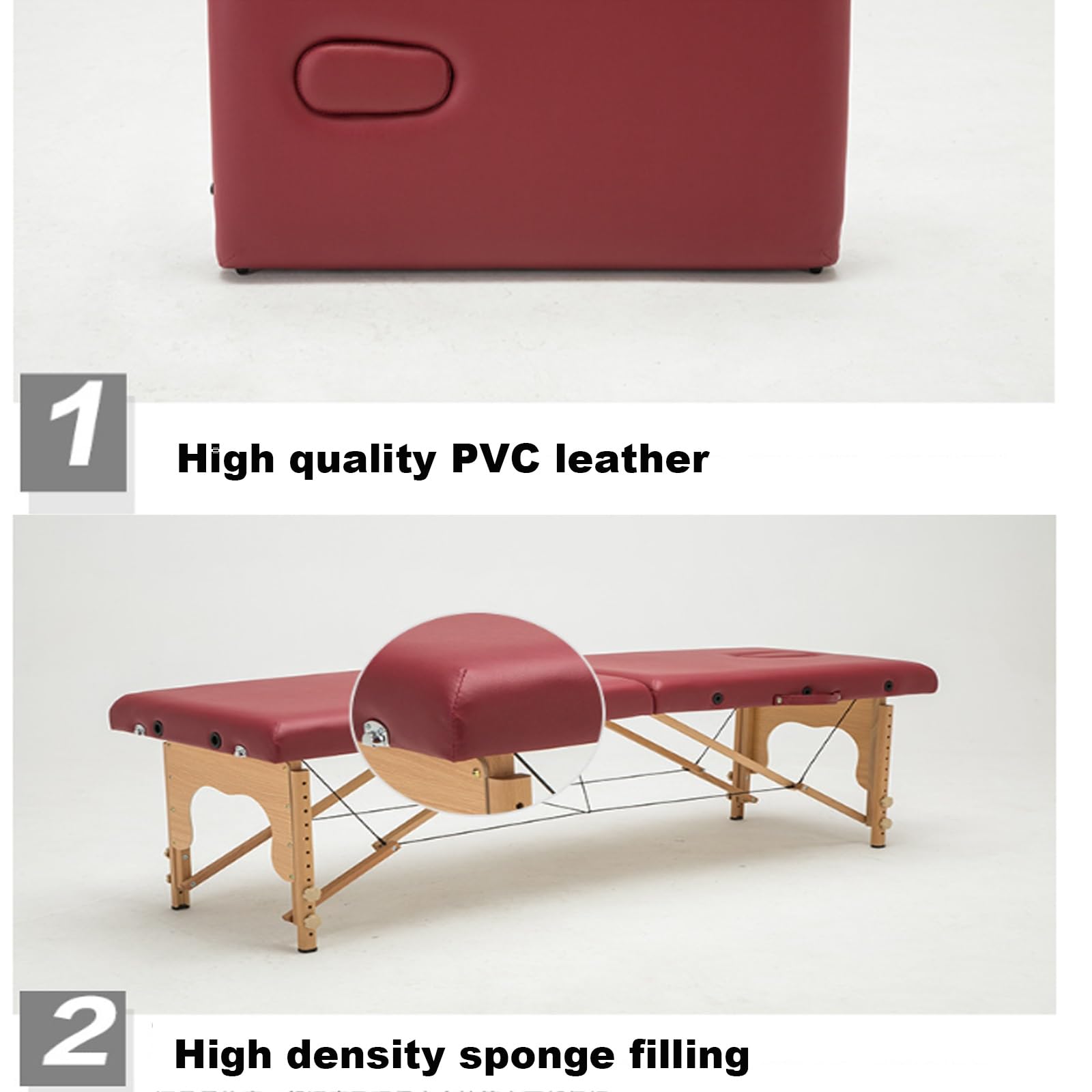 Massagebett Massagetisch Schönheitsbett Ästhetisches Bett Faltbares tragbares PVC-Leder-Hebebett mit Kopfloch Kopfstütze Armlehnen Kostenlose Installation für Spa Salon Tattoo(Beige-A,185X70CM)