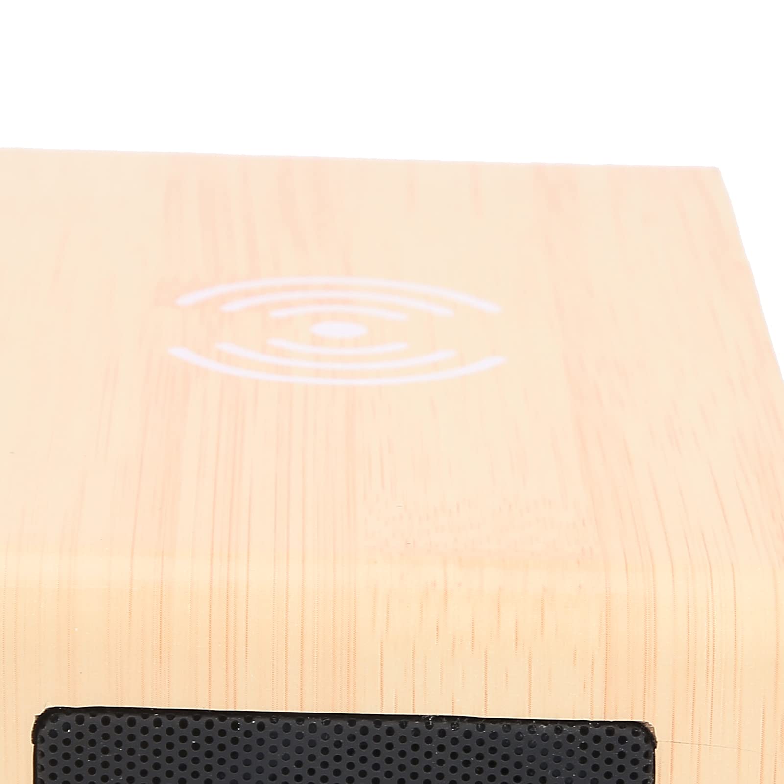Zerodis Suministros de Oficina Altavoz Bluetooth con Despertador y Carga Inalámbrica para Uso Doméstico Multifuncional de Madera (luz roja de Madera Amarilla)