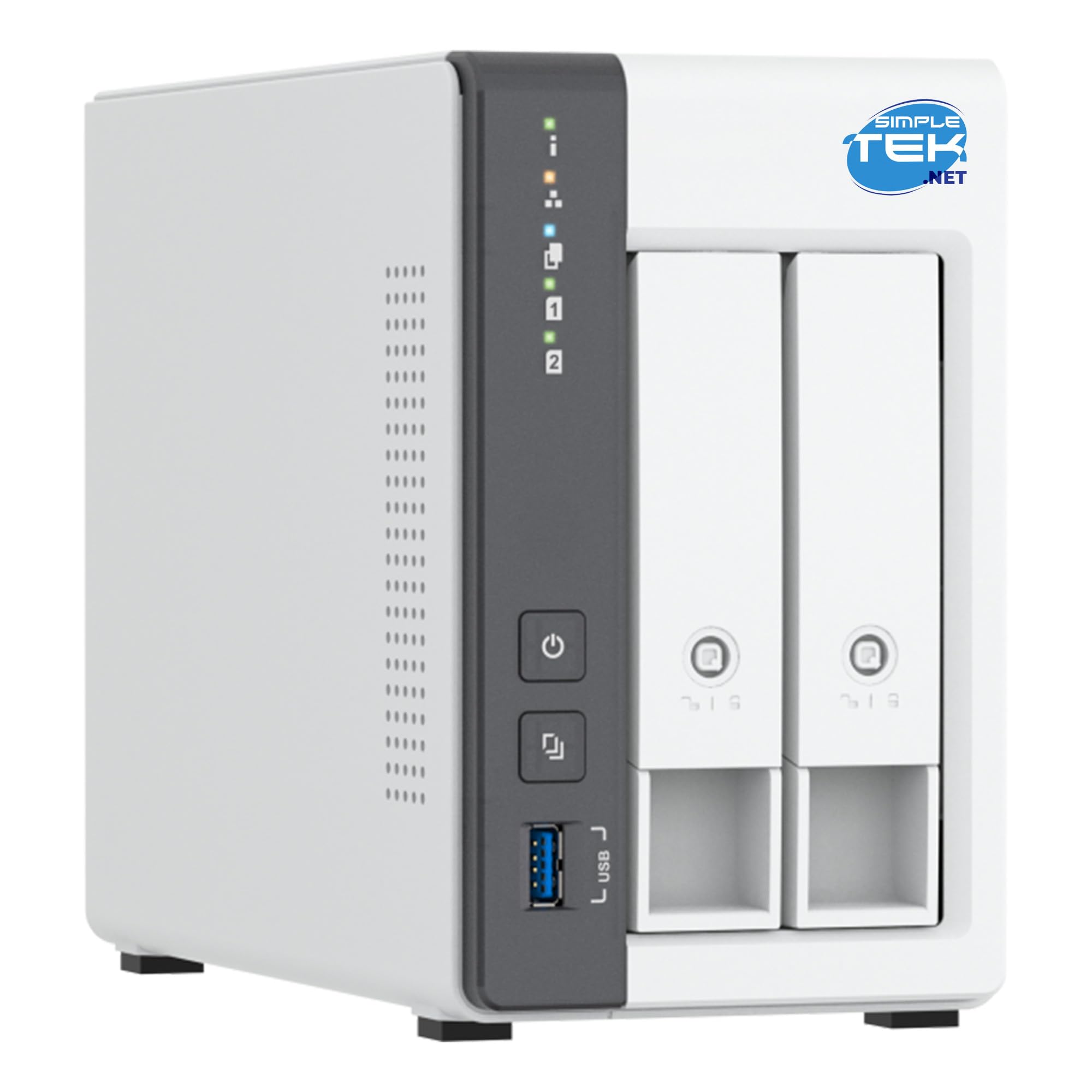 SIMPLETEK - Sistema NAS a 2 Bay (Slot) con 4 GB RAM e 2 SSD da 1 TB Inclusi (2 TB Totali), LAN 2.5 Gigabit per Cloud Domestico