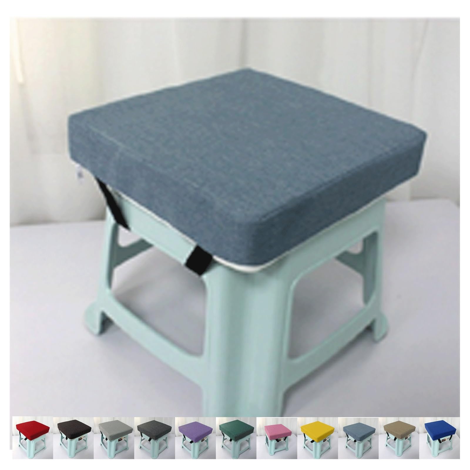 SDNAM Seat Pads for Dinin Chairs,25x25,28x28cm,30x30cm,35x35cm,24x34cm Adjustable Kitchen, Office and Garden Chair with Ties Non Slip Comfortable Cushion(Light blue,35x35x5cm)