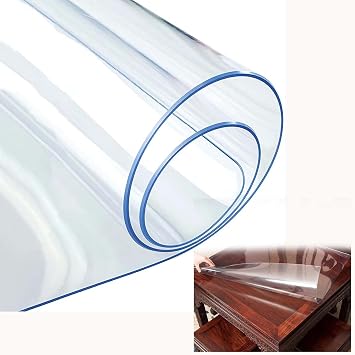 Clear Table Cover Protector 18x39in, Rectangular Thick PVC Tablecloth Protector, Oilproof, Waterproof, Wipeable Clear Table Cover for Dining Table, Plastic PVC Soft Glass Tablecover