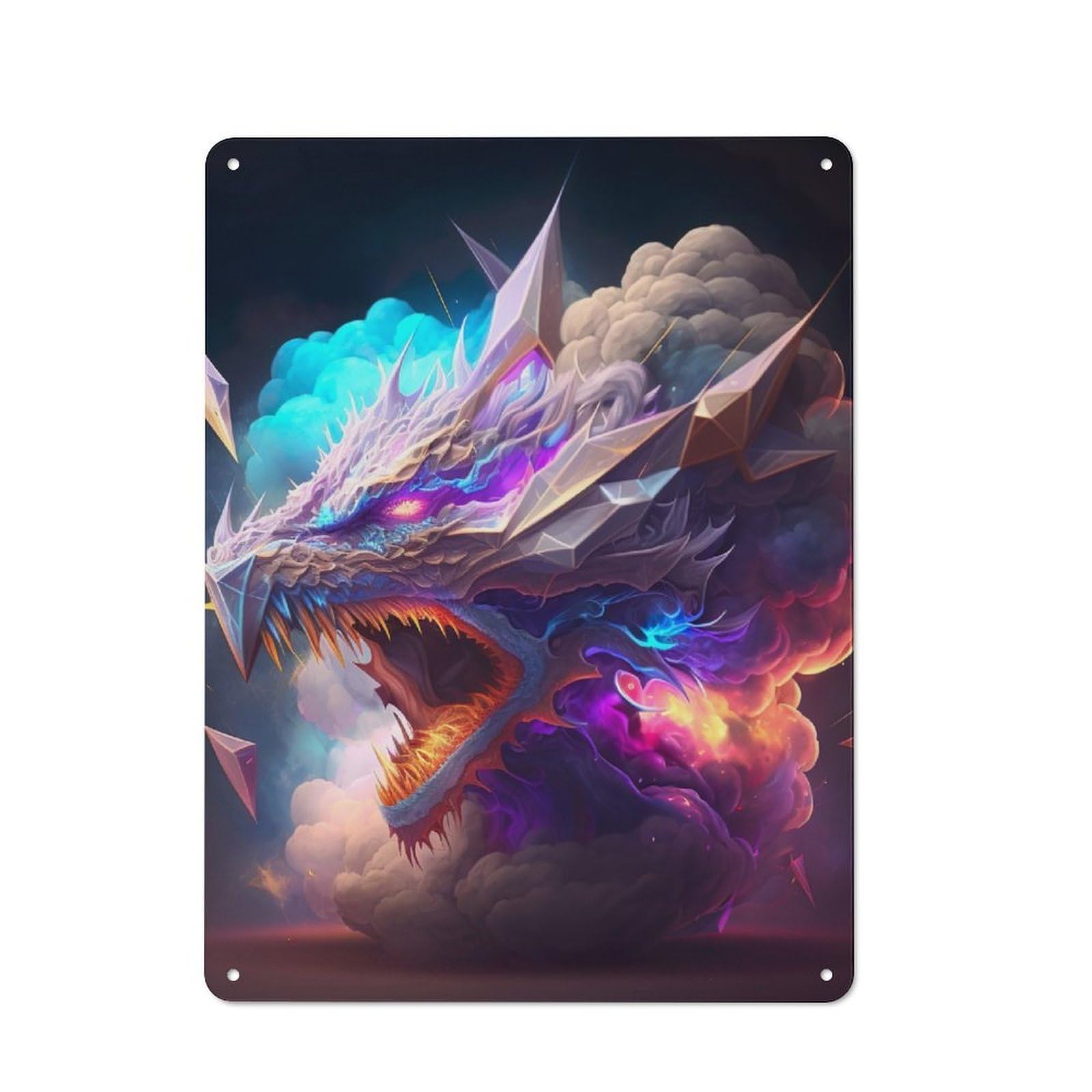 Junmoney Dragon In Smoke Rustic Metal Sign 40X30cm Featuring For Living Room Wall, For Vintage Wall Decor Fans, For Metal Sign Collectors