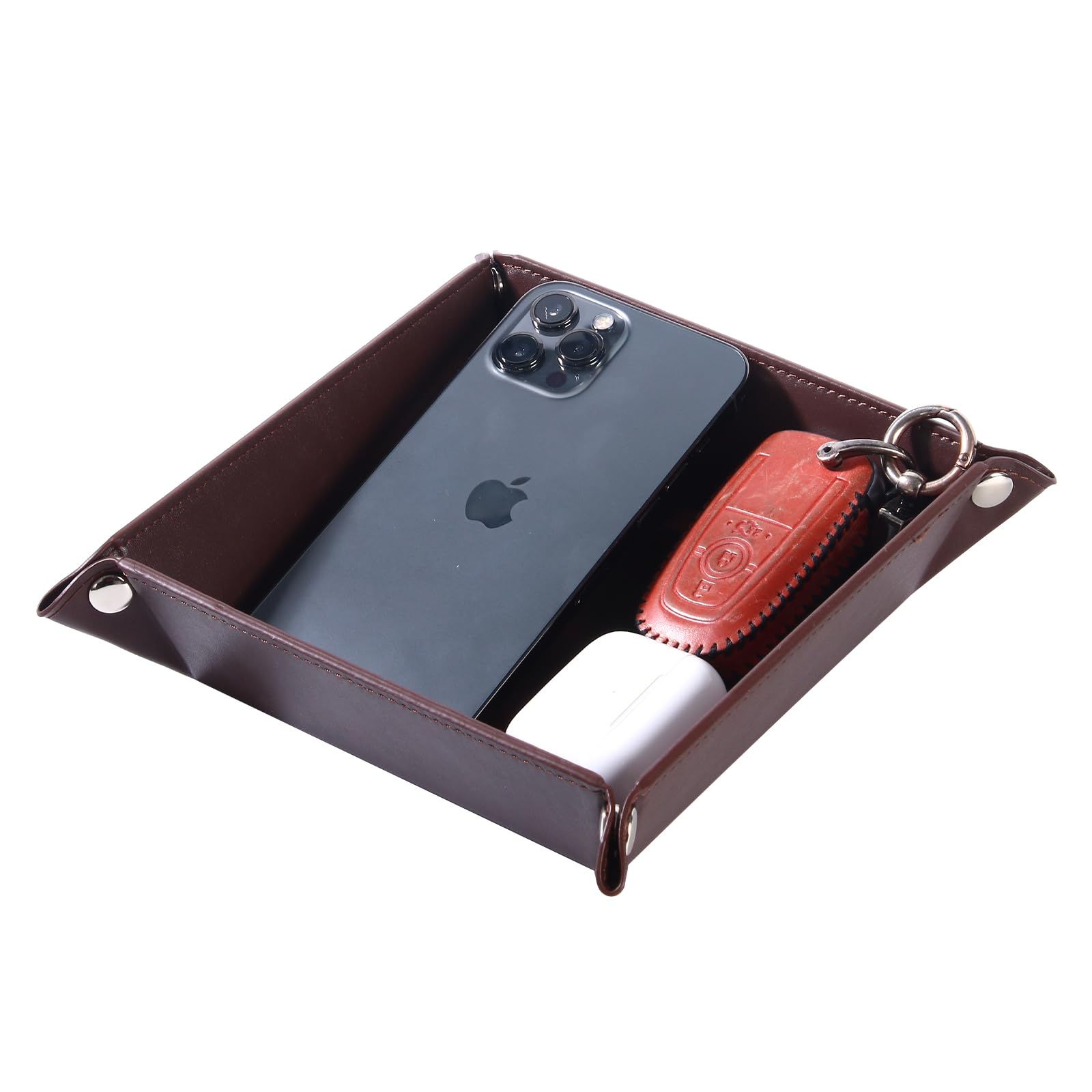 YELLOW LOTUS Bamboo Valet Tray For Men - Wooden Catch All Organizer For Nightstand, Keys, Wallet, Phone - View #8