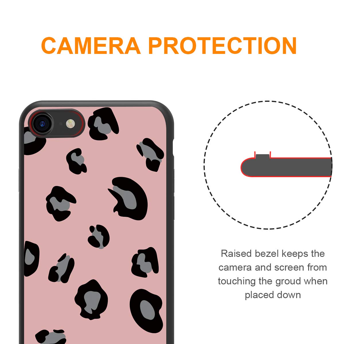Yoedge Cover Glitter Per IPhone SE 2022/7/8/SE 2020 4.7'' - Custodia In Silicone Morbido Antiurto Con Paraurti, Design Squishy Leopardato