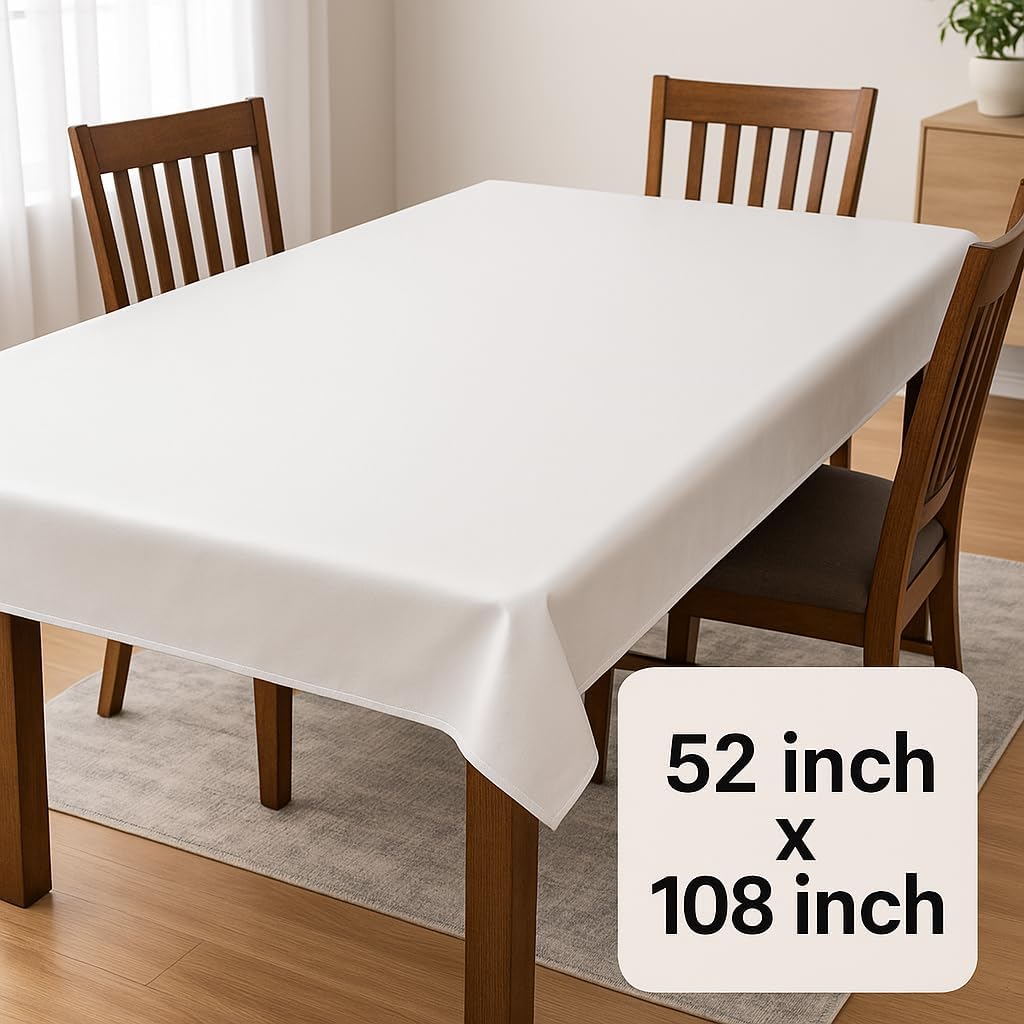 Dependable Industries inc. Essentials Felt Back Vinyl Table Pad – Cut-to-Fit Waterproof Table Protector with Flannel Backing – Heat-Resistant Dining Table Cover, 52" x 108"