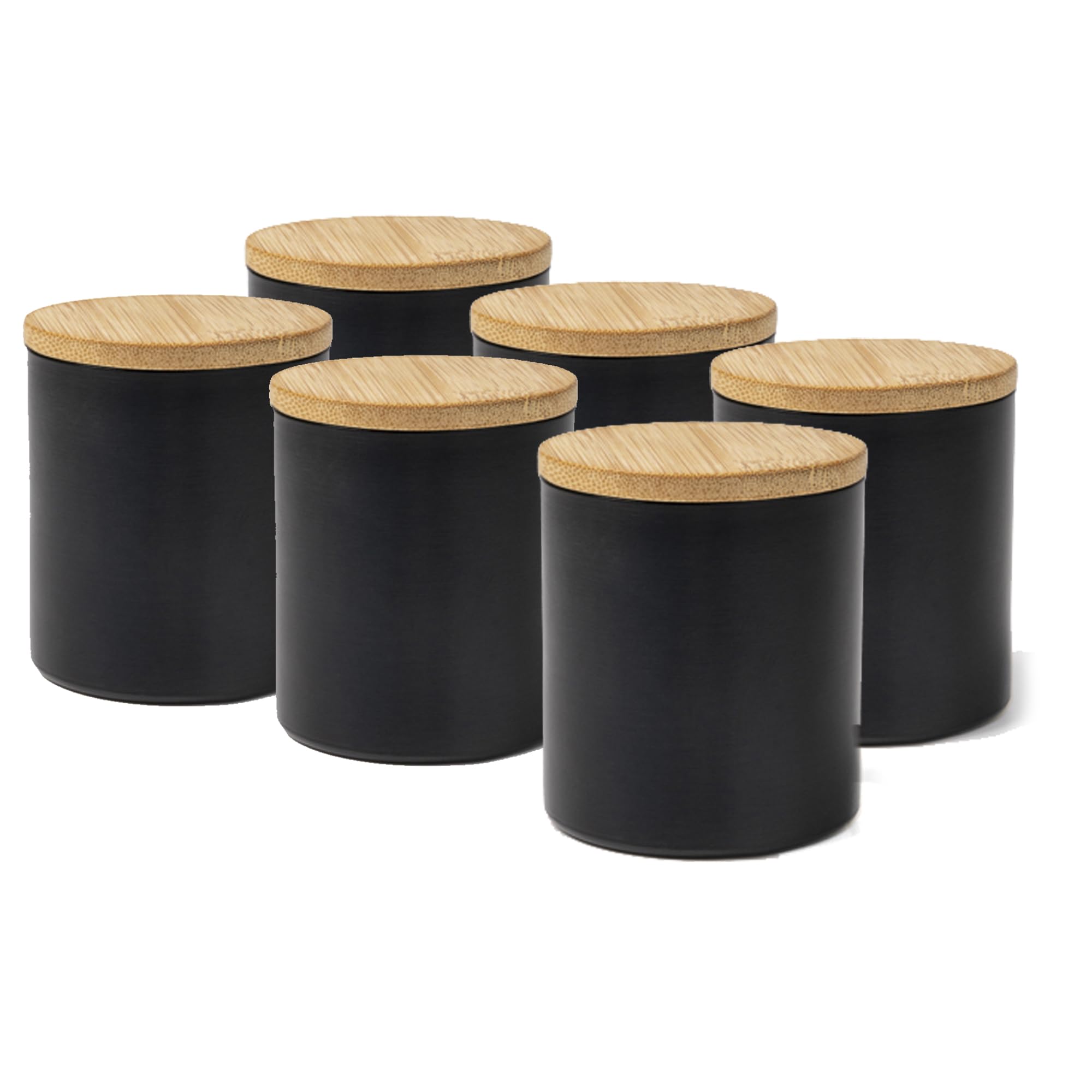 Planetacase - Vela Aromatica Original - Pack 6 Velas de Color Negro - Velas Originales con Tapa de Madera Aroma a Vainilla - Tamaño 75mm x 65 Omm