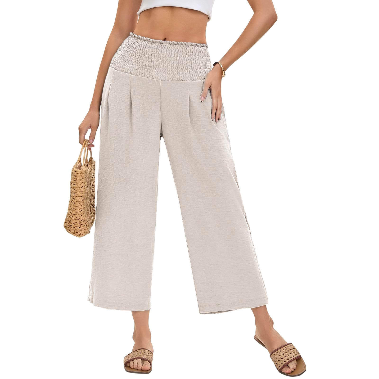 TLJIANG Womens Pants Wide Leg High Waisted Palazzo Pants Wide Leg Long Lounge Pant Trousers with Pocket