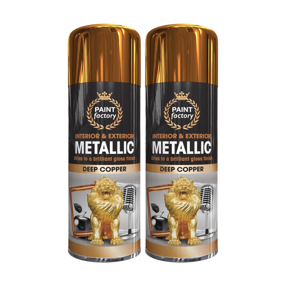 Classic Signature - 2 x Metallic Deep Copper Spray Paint 400ml Multi-Purpose Use, Spray for Metal and Wooden Furniture, Ornaments, Decorative Items and Much More for Interior & Exterior