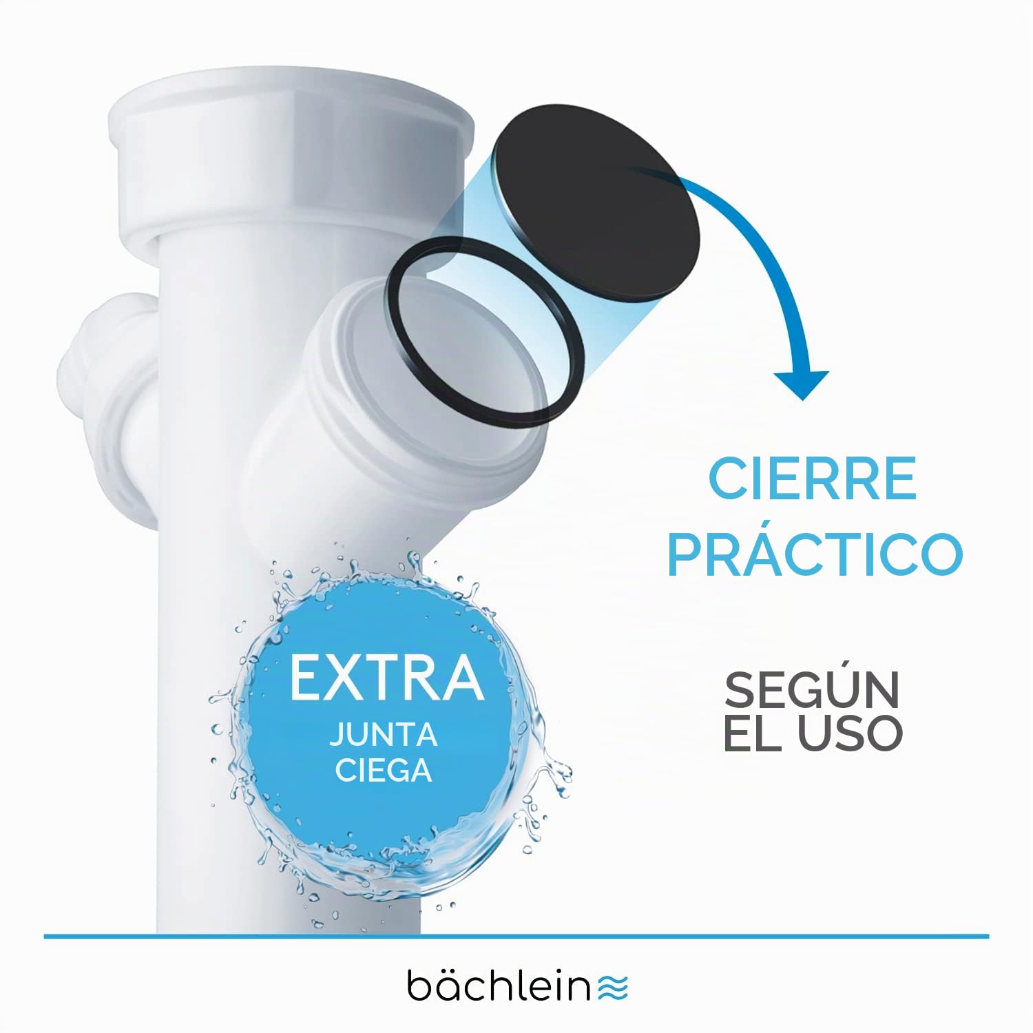 Bächlein Sifón Tubular Flexible para Fregadero, Trampa de Olores con Conexión de Aparato Doble, G 1 1/2"