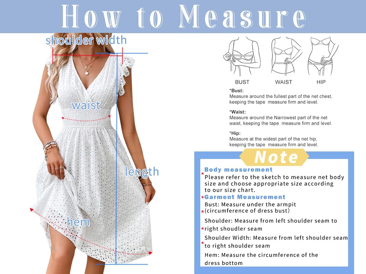 chouyatou Women's 2024 Eyelet Lace Embroidery Smocked Waist Party Dress Sexy Flutter Sleeve A Line Midi Long Sun Dress - Image 5