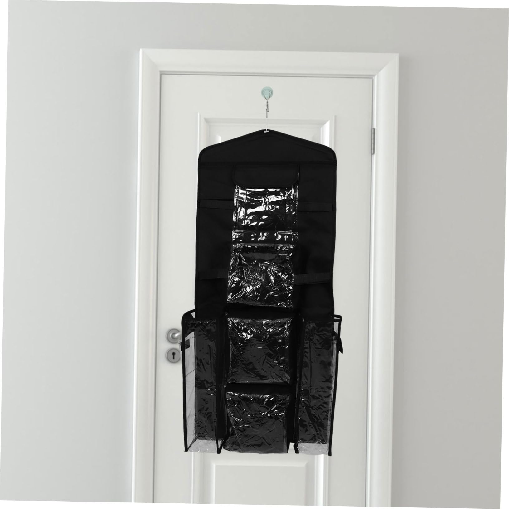 LOPUNER Türhänger Organizer für Geschenkpapier Aufbewahrungsorganizer mit Haken Polyester und Kunststoff Schwarz für Ordnung im Schrank
