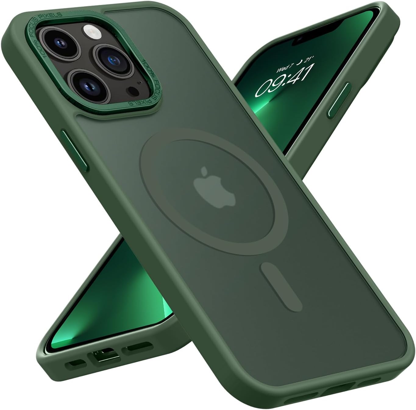 GaoBao Slim iPhone 13 Pro Max Case, Shockproof Translucent Matte Protective Cover, Compatible with MagSafe, Green