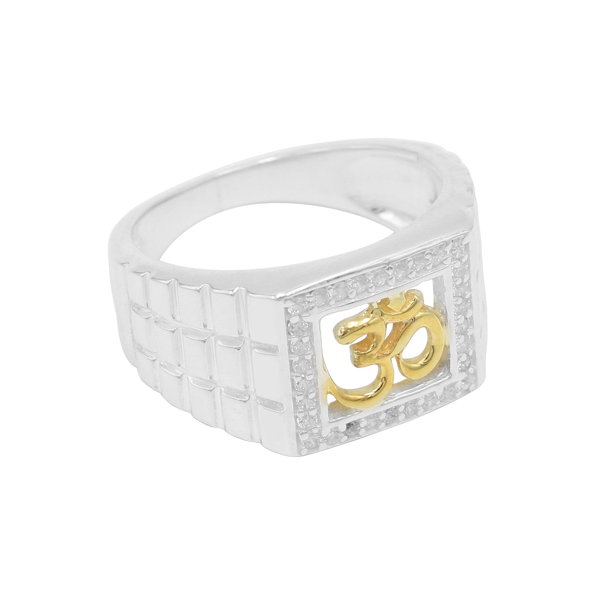 Gold Plated Sterling Silver CZ Om Ring for Men and Boys Statement Religious Ring for Him Birthday Gifts Ring (12) (B0CKVM6K5S) Amazon Price History, Amazon Price Tracker