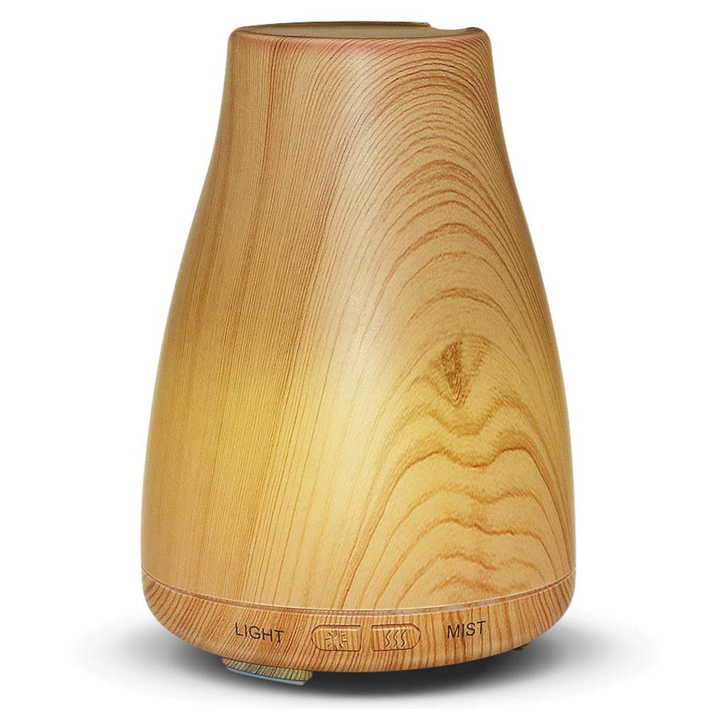 XRXX100ML Aroma Diffuser Wood Grain Ultrasonic Humidifier 7 Color Night Light 2 File Spray Safe Mute Design Home Light wood grain