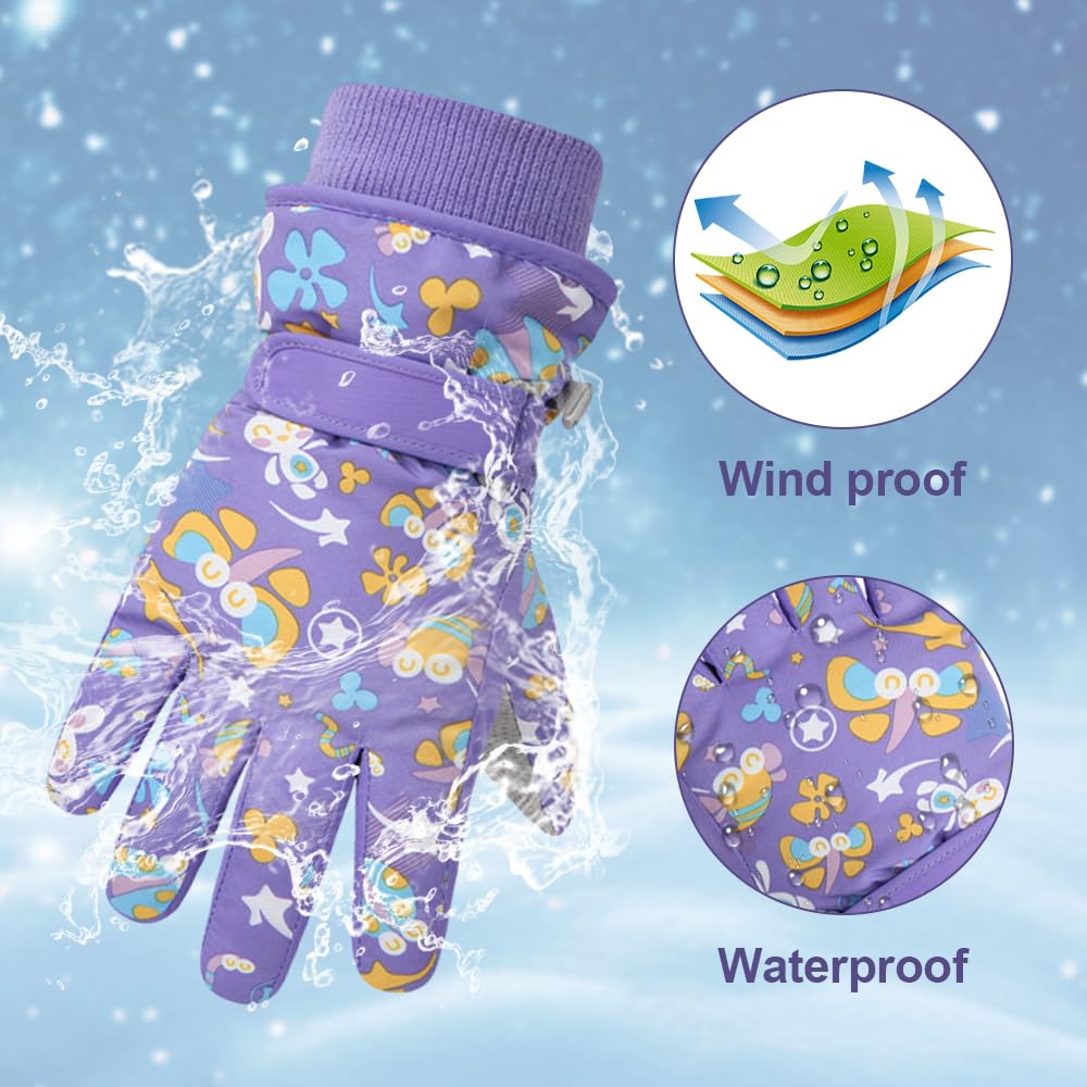 Gants De Ski Enfants - Imperméables Et Chauds Pour Filles 7-9 Ans - Sports D'Hiver