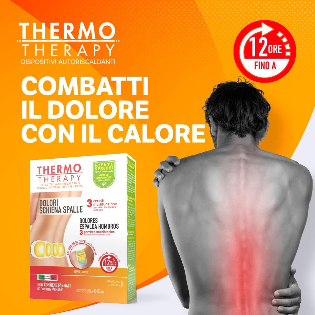 Thermo Therapy Cerotti Multifunzione Dolore Schiena e Spalle, Non Contengono Farmaci, Applicabili Direttamente sulla Pelle, Confezione con 3 Cerotti Multifunzione Autoriscaldanti