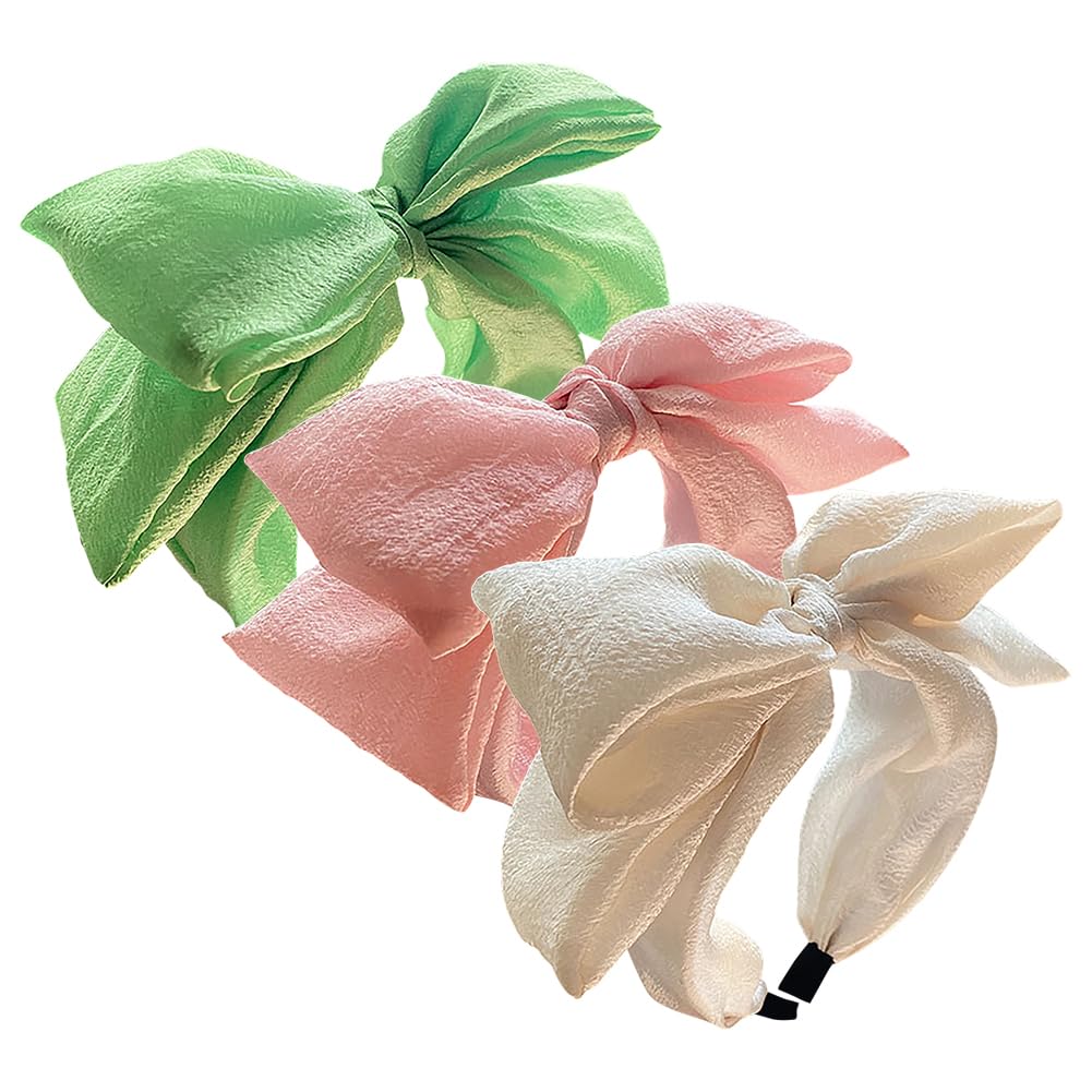 3 Pcs Wide Knotted Bow Headbands Big Bows Head Bands Large Cute Bow Hairband Non Slip Hair Bands Stylish Hair Accessories
