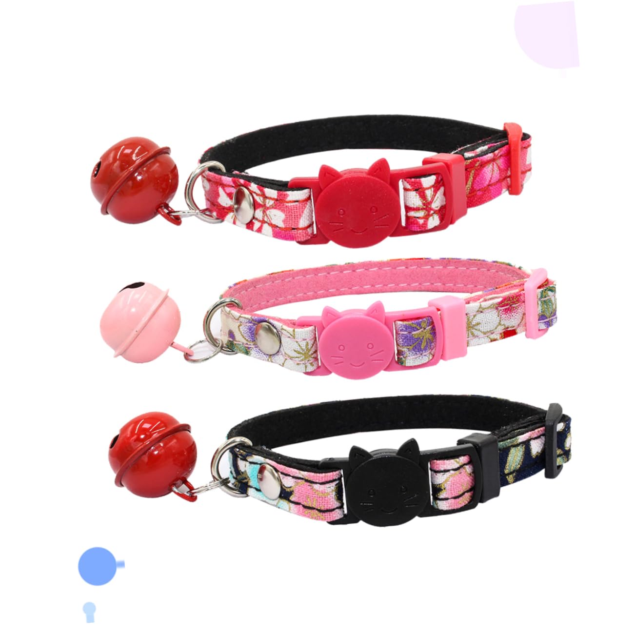 Kisangel Lot De 3 Colliers pour Chat Uniques De Style Adorables Colliers pour Animaux De Compagnie avec Et Clochette pour Chiens Et Chats Taille S Noir Et Rouge 3 Pièces X 3