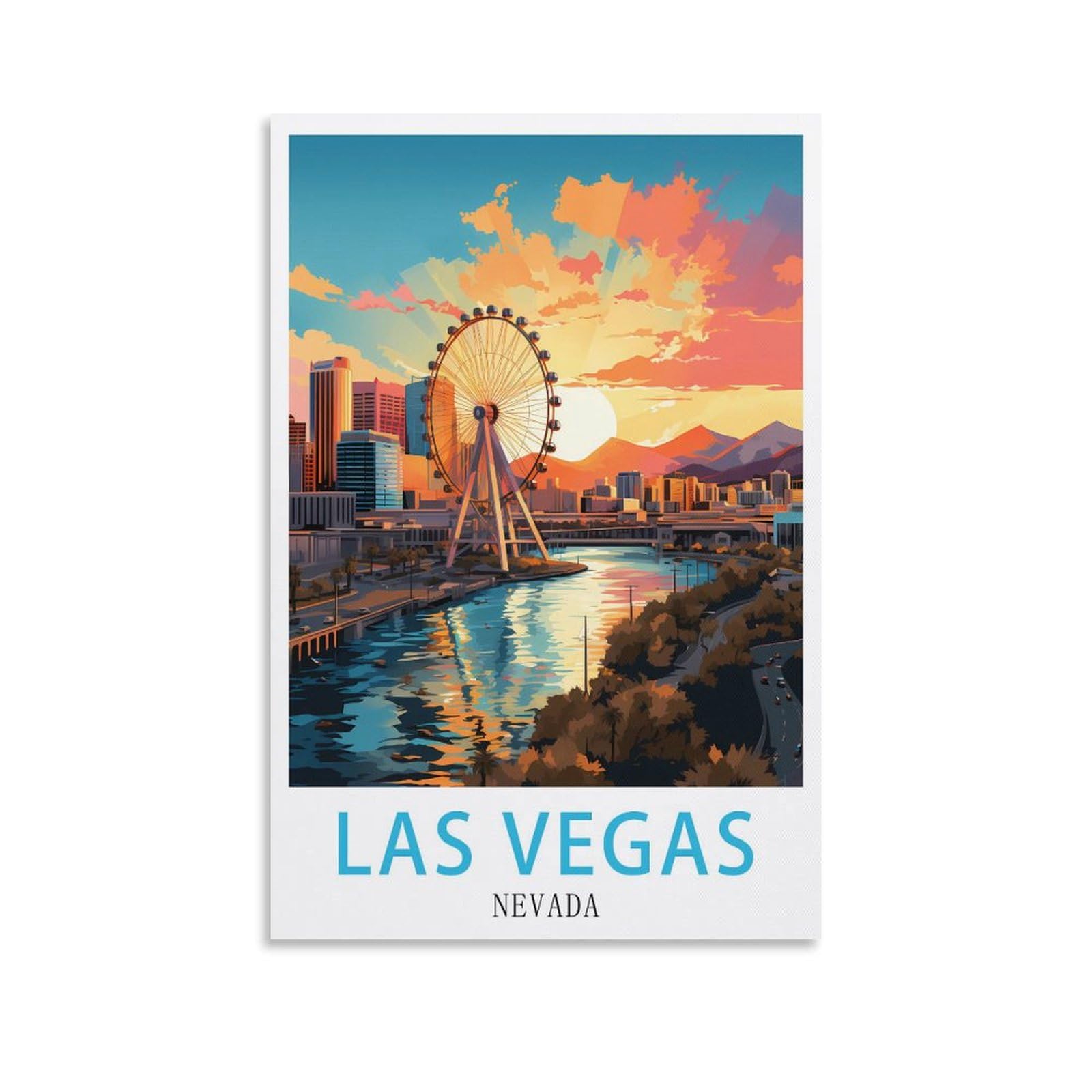 LNUYITR Las Vegas Nevada Vintage Travel Posters 08x12inch(20x30cm) Canvas Art Posters And Wall Art Picture Prints Modern Home Bedroom Decor Posters