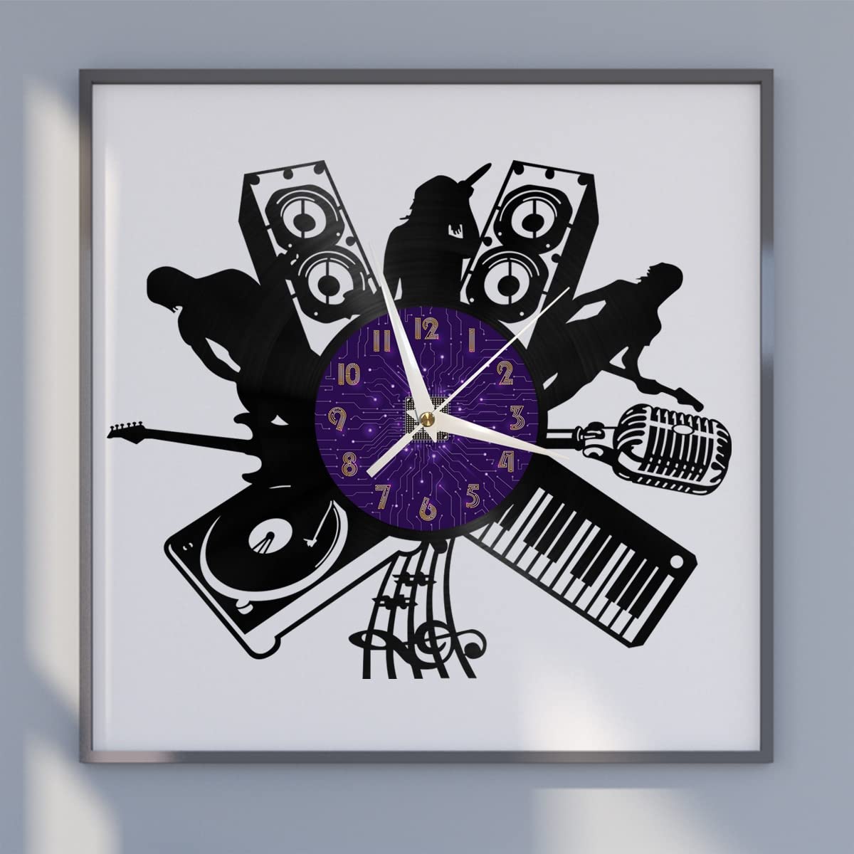 Horloge murale en vinyle sans LED pour une déco de maison sobre et noire