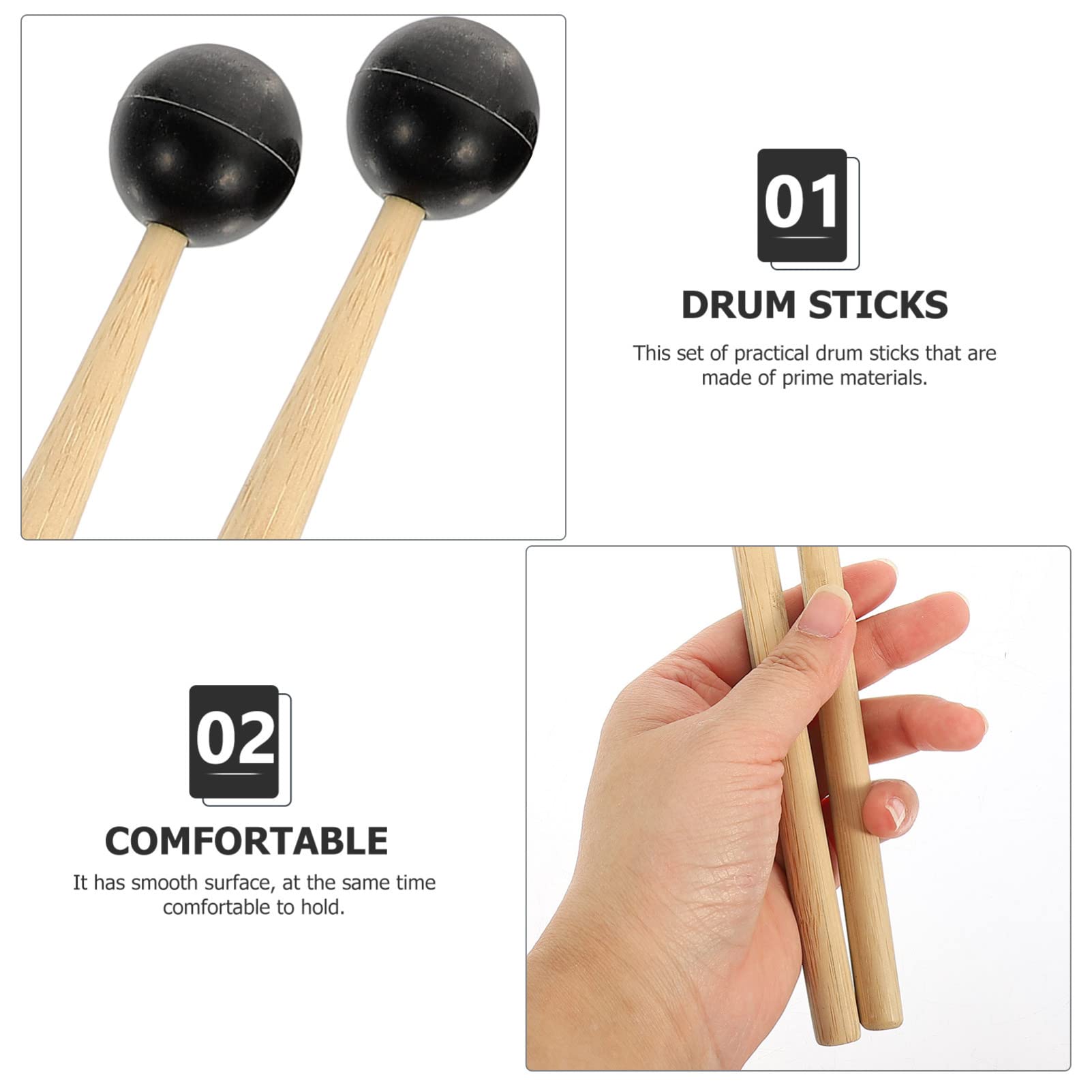 ibasenice 8piezas Baquetas Para De Lengua Palos De Percusión Para Instrumentos Musicales Diseño Duradero y Exquisito Accesorios De Para Xilófono