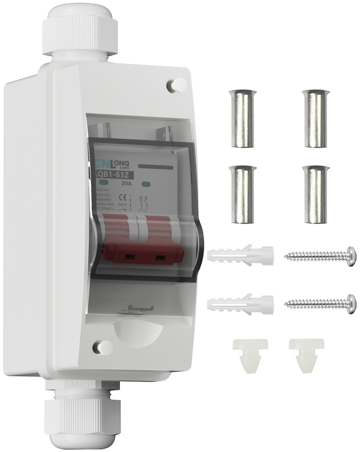 CNLonQcom 20 Amp Solar Isolator Switch DC500V Circuit Breaker, AC 120V/240V Disconnect Box Outdoor IP65 Waterproof