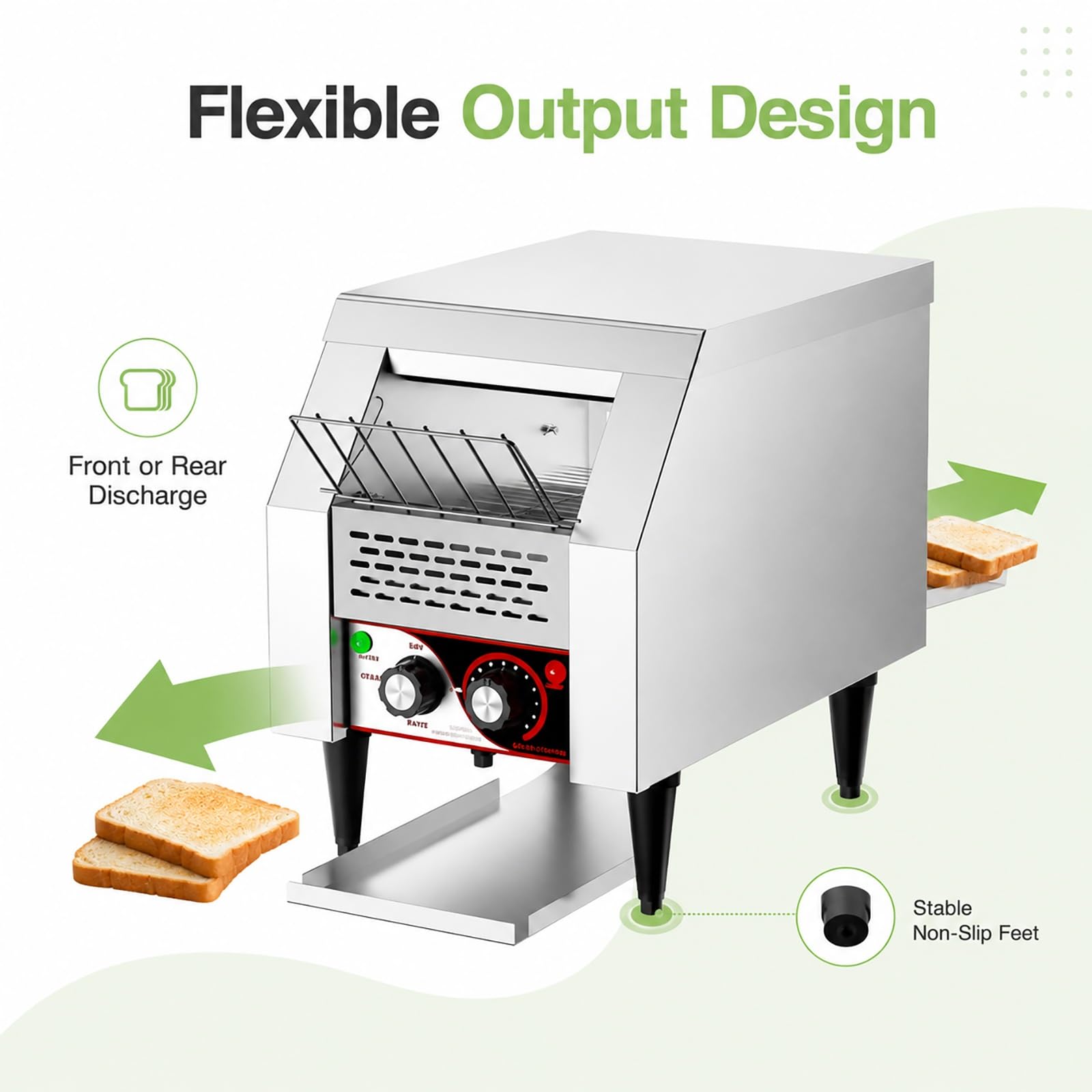 Tostadora de Cinta Comercial, Tostador Rotativo de Acero Inoxidable | Tostador Eléctrico Industrial con Capacidad de 150 Rebanadas por Hora for Cafeterías, Hoteles y Buffets(150 Slice)