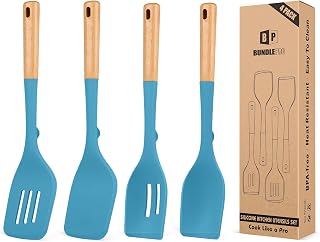 BUNDLEPRO Silicone Cooking Utensils Set, 4 Pcs Spatula and Spoon Set