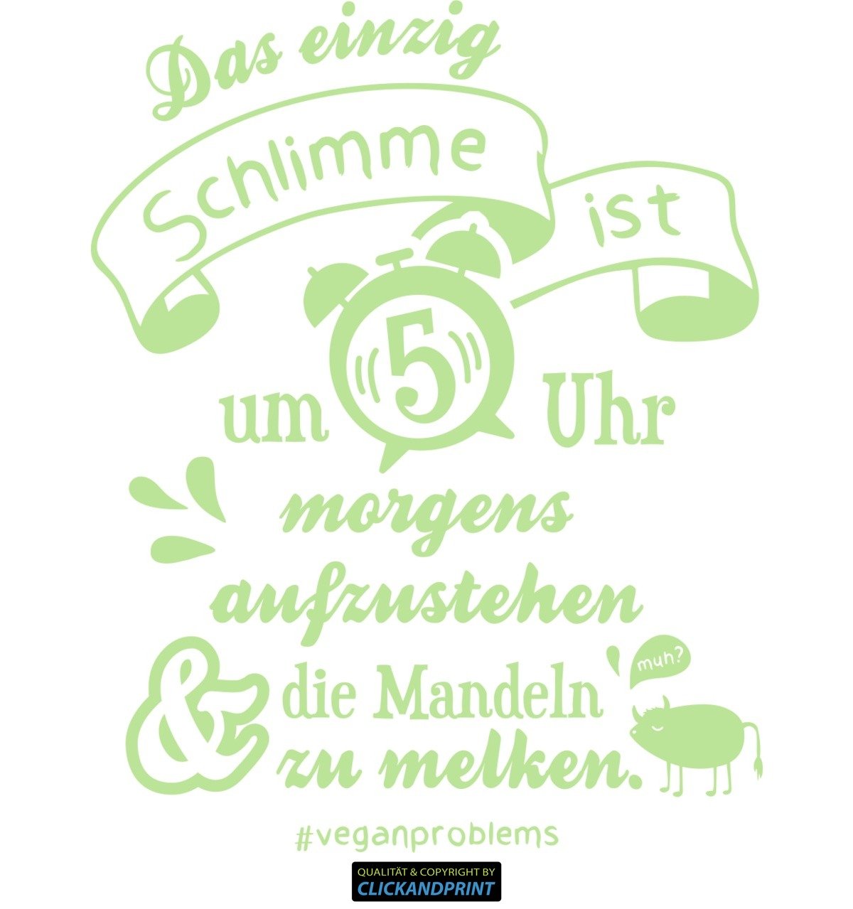 Aufkleber » Vegane Probleme - Mandeln melken, 100x78,8cm, Frühlingsgrün • Wandtattoo / Wandaufkleber / Wandsticker / Wanddeko / Vinyl