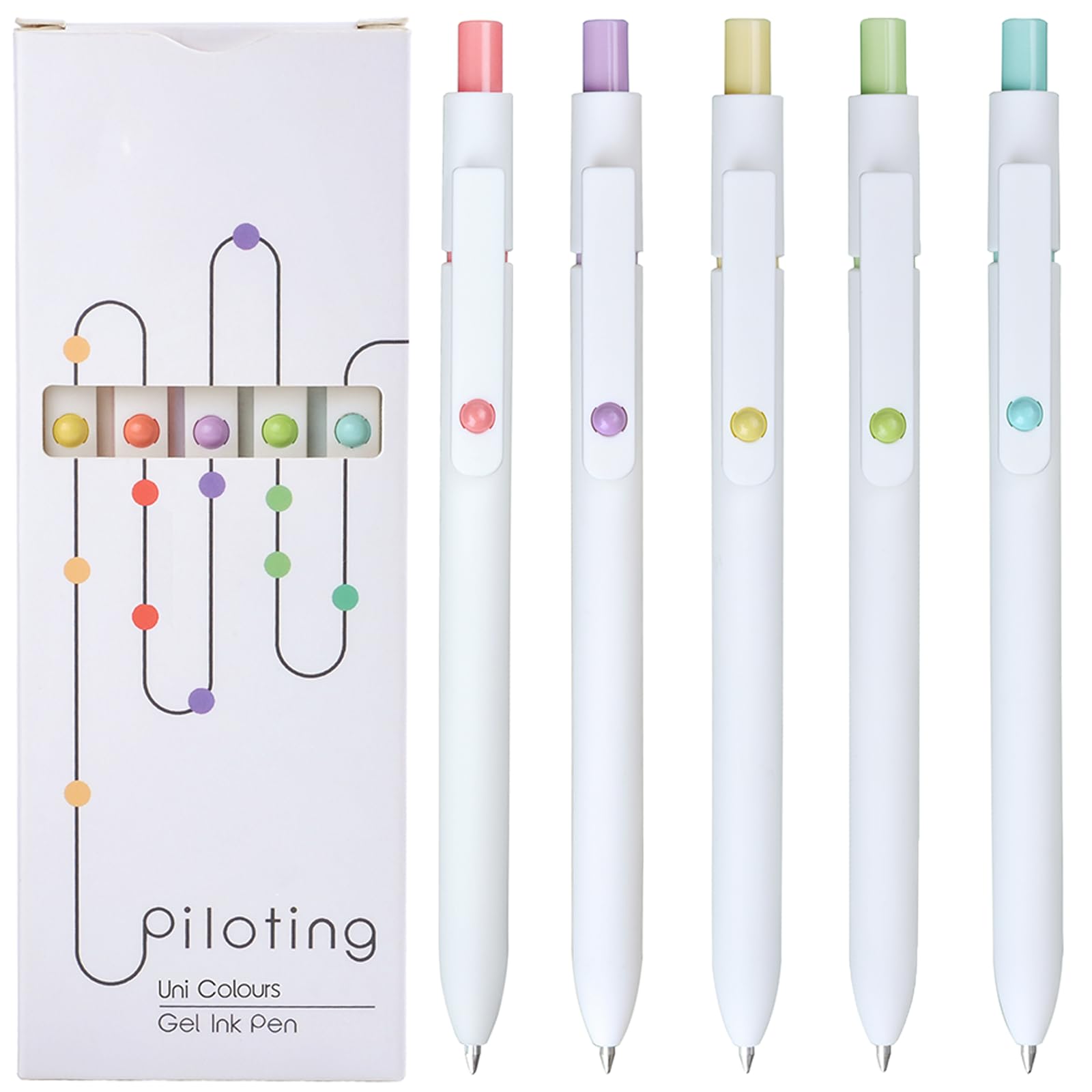 Gel Pens, 5Pcs 0.5mm Fine Point Pens With Smooth Writing, Quick Dry Aesthetic Pens For Journaling, Ballpoint for Office Writing Supplies, Gifts for Women and Men (Ivory White)