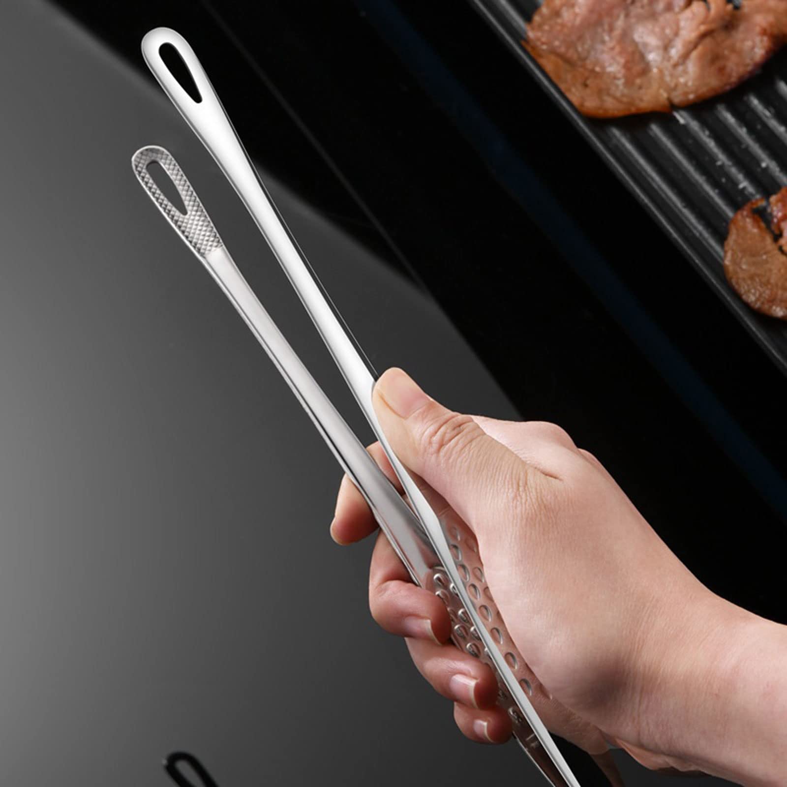 Pinzas de Cocina de Acero Inoxidable, Pinzas para Alimentos, Mango Largo, Antideslizantes, para Barbacoa, para Carne, Pinzas para Alimentos, Accesorios de Cocina