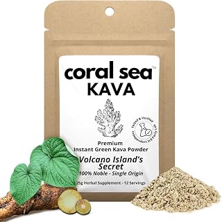 Instant Kava Kava Drink Tea Powder Vanuatu Noble Kava Root - Nootropic Drink Mix Quick Pocket Sized Caffeine Free Authentic Bitter Flavor - Volcano Island's Secret 12+ Servings