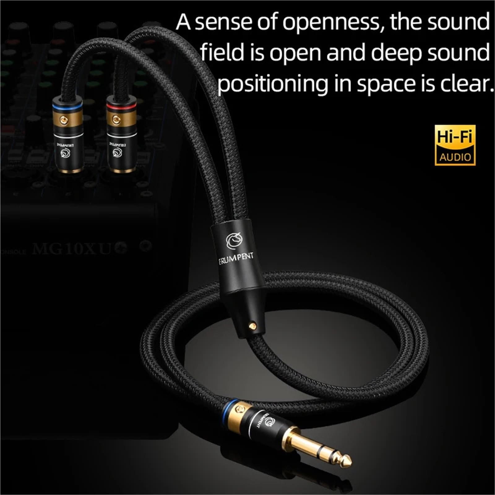 Kabel audio HiFi 6N 6,5 mm na podwójny 6,5 mm pozłacany wtyk 6,5 TRS męski na podwójny 6,5 TS męski do wzmacniacza CD TV (3 m)