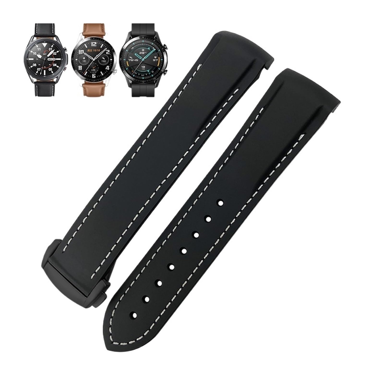 INFRI Gummi-Uhrenarmband 22 mm 20 mm gebogenes Ende Silikon Band Fit für Omega x watch Seamaster Speedmaster AT150 De Ville Seiko Stoff Uhrenarmband