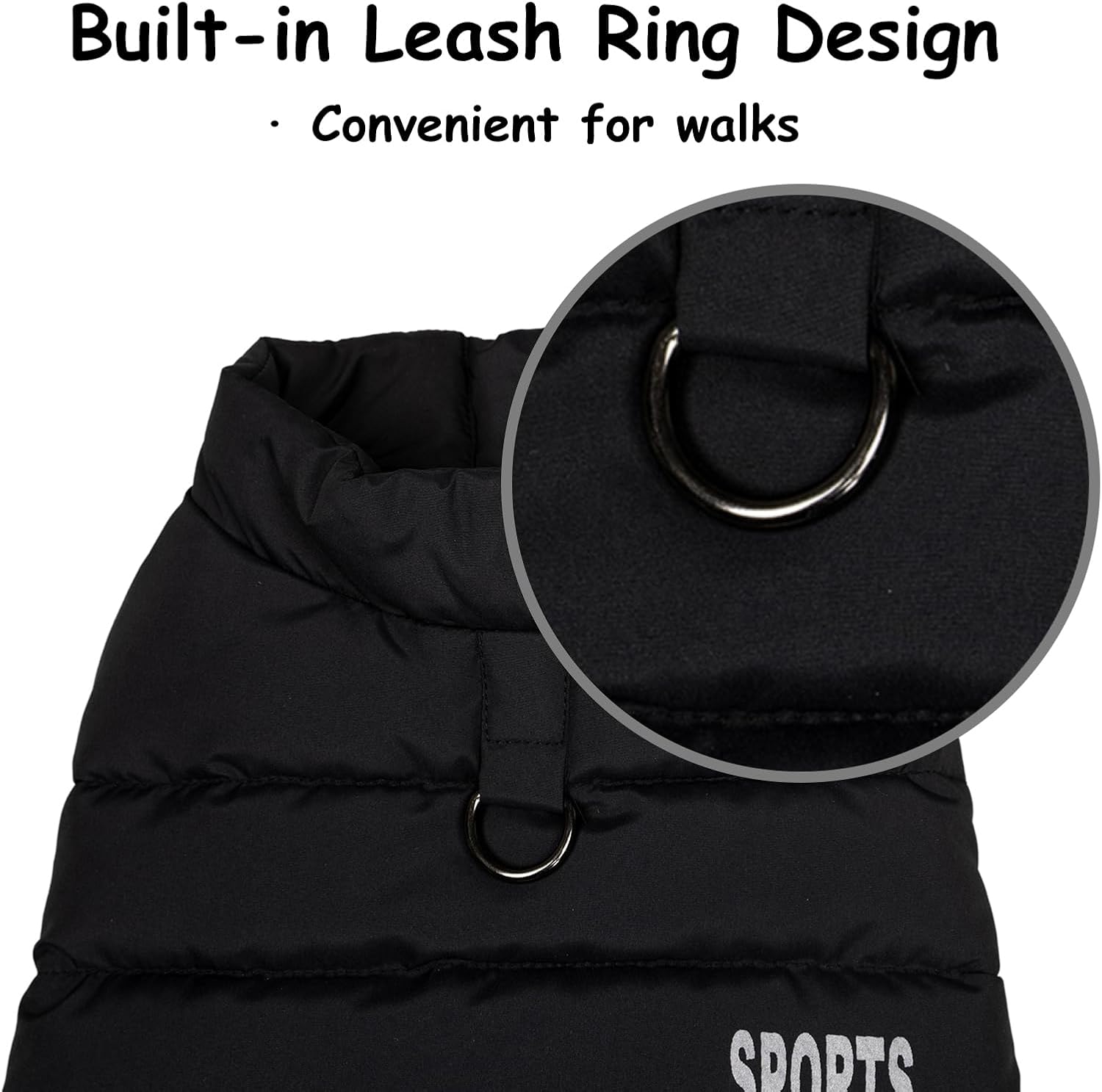 Dog Winter Puffer Jacket, Warm and Water-Resistant Coat with Leash Ring, Stylish Color Block Design for Small to Medium Dogs (Red, Large) - Image 4