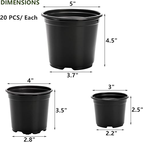 Miniatura 2 de DEAYOU 60 macetas de 3, 4, 5 pulgadas, macetas de plástico con agujeros de drenaje, macetas pequeñas para plantas de plántulas para jardín,