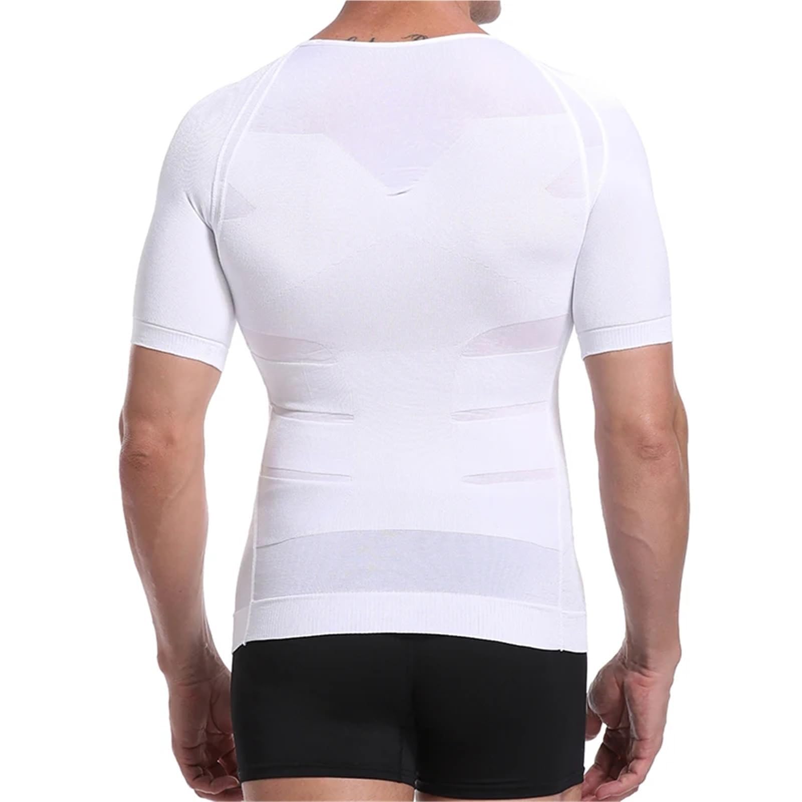 Body Shaper Weste für Männer Herren T-Shirt zur Körperstraffung, Kompressionsshirts, Haltungskorrektur, Unterhemd, Bauchweg-Korrekturunterwäsche Für Fitness geeignet(Black,L)