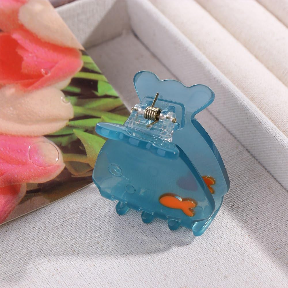 Amazon.co.jp: Blue Fun 透明金魚ヘアクリップ スモール サメクリップ