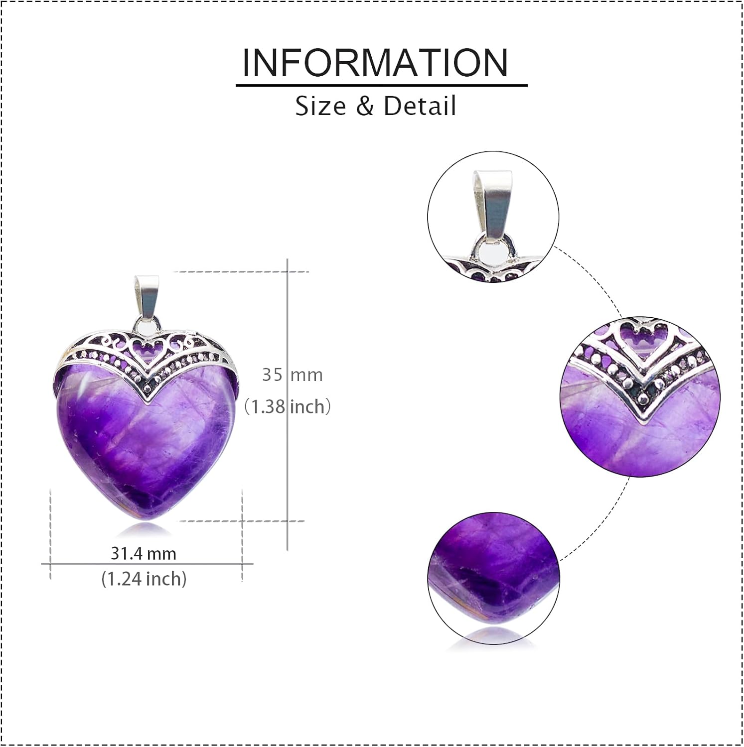 6 Pieces Heart Healing Crystal Pendants Quartz Silver Wrapped Gemstone Charms for DIY Jewelry Making Necklaces - Image 2