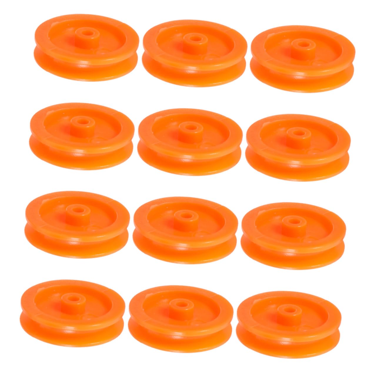 PRETYZOOM 50 Pièces Poulie En Plastique Poulie Poulie Mini-poulie Poulie De Corde Poulie Miniature Roues De Bricolage Poulie Pour Voiture Rc Roues Artisanales Jeu De Poulie Orange