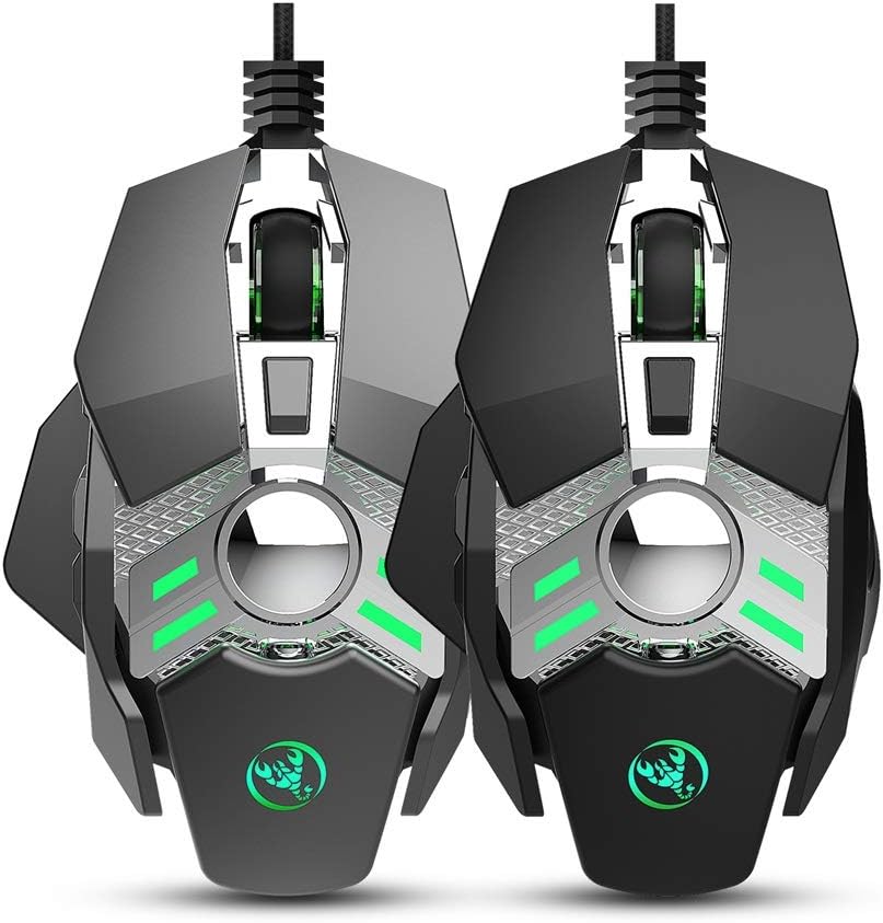 Two HXSJ J200 Gaming Mice, one black and one light grey