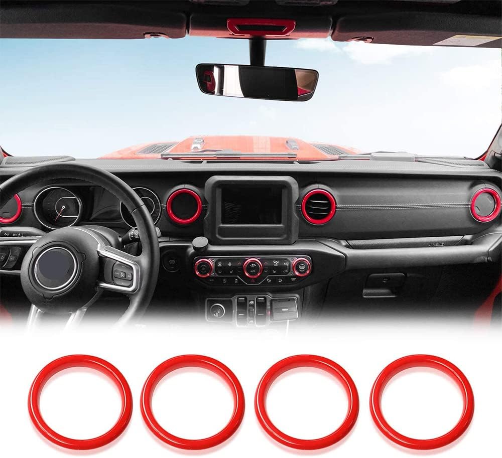 Dash Air Outlet Vent Cover Trim, AC Vent Dashboard Air Conditioner Decoration Rings, 2018-2020 Compatible with Jeep Wrangler JL JLU - Silver