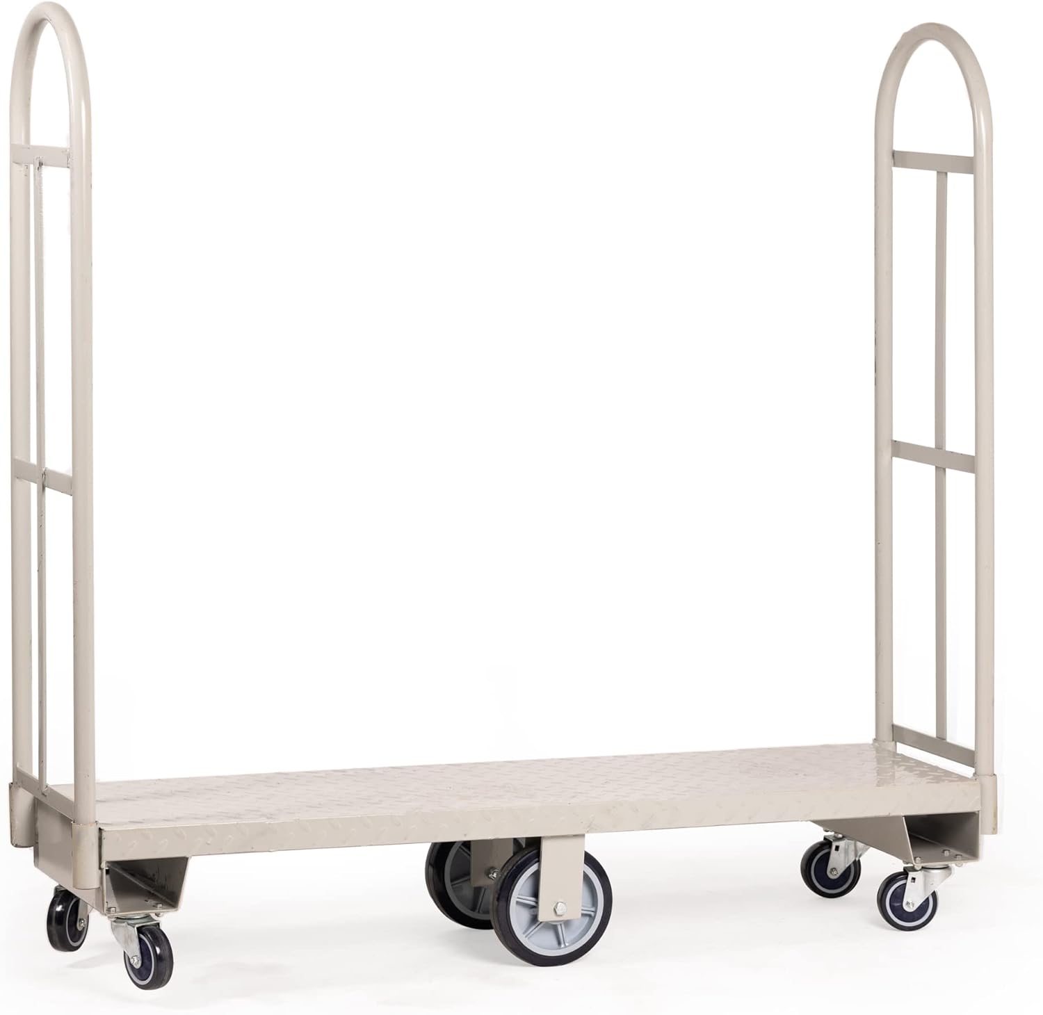Narrow Aisle U-Boat Platform Truck Dolly | 16 x 60 Heavy Duty Utility Cart with Thick Steel Deck | Premium Hand Truck Can Hold Loads Up to 2,000 Pounds | Hand Cart with Dual Removable Handles